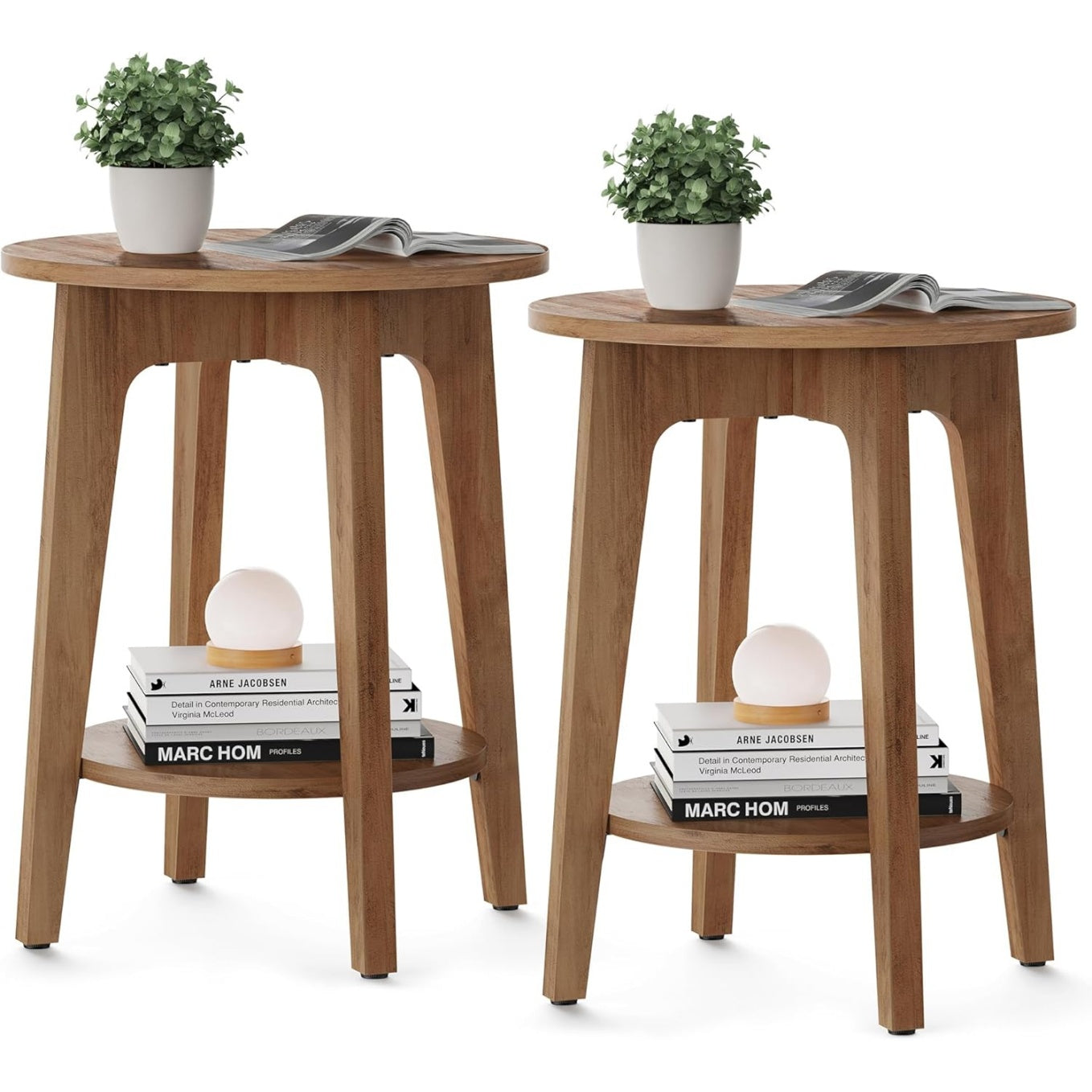 Rundes Beistelltisch-Set mit unterer Ablage,