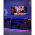 TV-Schrank mit LED-Beleuchtung f¨¹r Fernseher bis 70 Zoll, offene Ablagen und 2 T¨¹ren, 160 cm,