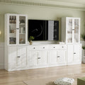 TV-Wohnwand mit B¨¹cherregalen und Glast¨¹ren f¨¹r Fernseher bis 70 Zoll, 280