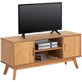 Schmales TV-Lowboard aus massivem Kiefernholz mit Stauraum und offenem Fach, 115