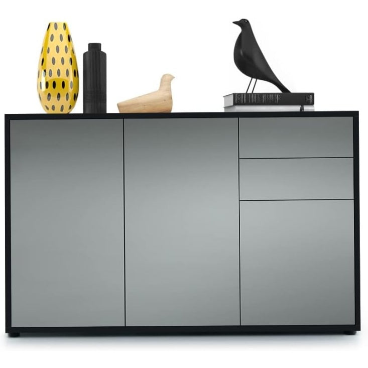 Sideboard mit 3 T¨¹ren und 2 Schubladen in Schwarz mit