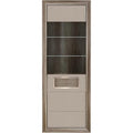 Vitrine aus Holzwerkstoff in Antik-Eiche und Beige Hochglanz, 74 ¡Á 203,5 ¡Á 41,3