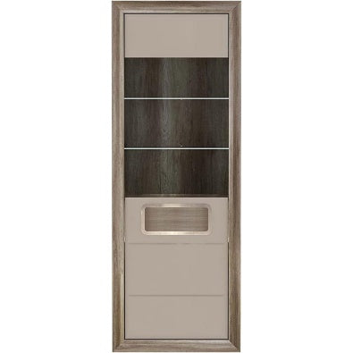 Vitrine aus Holzwerkstoff in Antik-Eiche und Beige Hochglanz, 74 ¡Á 203,5 ¡Á 41,3