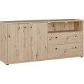 TV-Kommode mit 2 T¨¹ren und 2 Schubladen aus Holzwerkstoff in Artisan-Eiche, 143,9 ¡Á 66,3 ¡Á 34,8