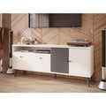 TV-Schrank mit 2 T¨¹ren aus Holzwerkstoff in Wei? und Wolframgrau, 160 ¡Á 67 ¡Á 41